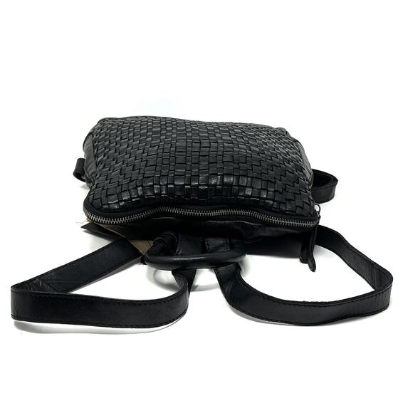 Vilenca Holland Backpack Distressed Leather Woven Braided Black NWT TK48 main image 12